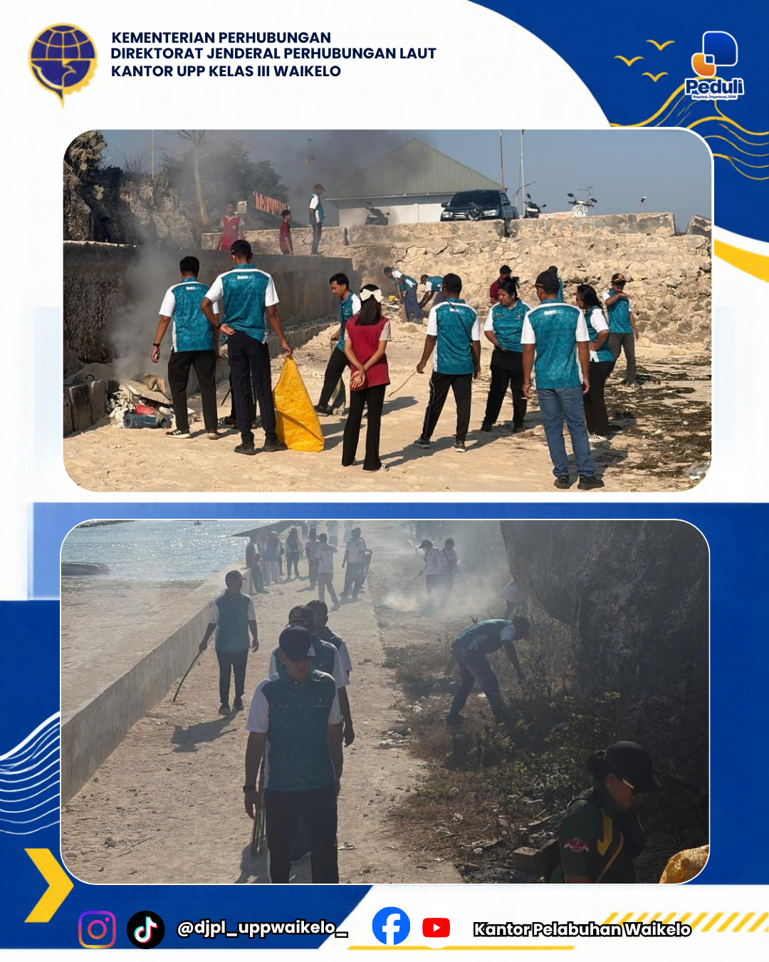 UPP Kelas III Waikelo Gelar Aksi Bersih-Bersih Pantai Waikelo